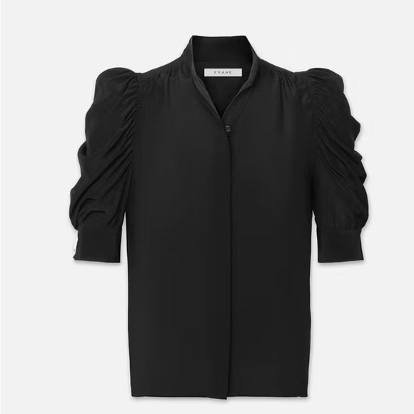 Frame Black Silk Puff Sleeve Blouse - Picture 4 of 6